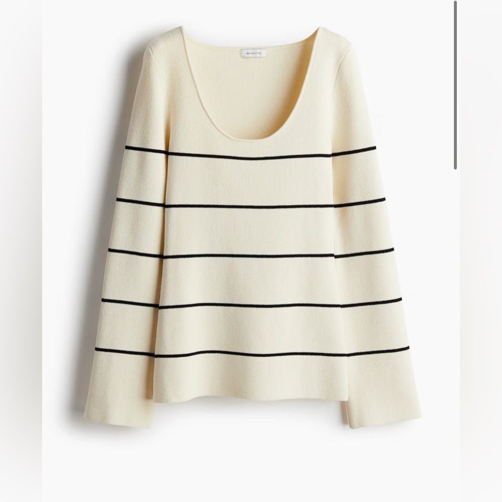 H&M edition lux Cream and Black Striped Sweater. Very heavy. Size XL. - Picture 3 of 11